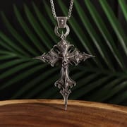 Amazon Cross-border Personality Retro Gothic Cross Skull Pendant Necklace European and American Fashion Exaggerated Pendant