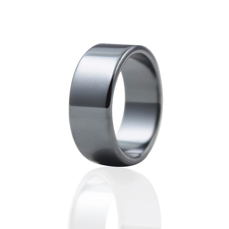 Amazon wish Cross-border Blackstone Ring Non-magnetic Arc Flat Ring Wide Ring European and American Simple Men's and Women's Ring