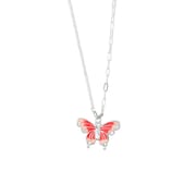 Po S999 Foot Silver Drop Glue Butterfly Necklace Ins Style Personality Temperament All-match Sweet Artistic Style Clavicle Chain Generation