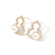 Natural Freshwater Pearl Earrings Classic Small Gourd Exquisite Niche Elegant Earrings Versatile Personality High Sense Earrings
