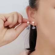 Natural Freshwater Pearl Earrings Starfish Shell Blue Earrings Women's Fashion Simple High-end Sense Earrings Internet Celebrant Earrings