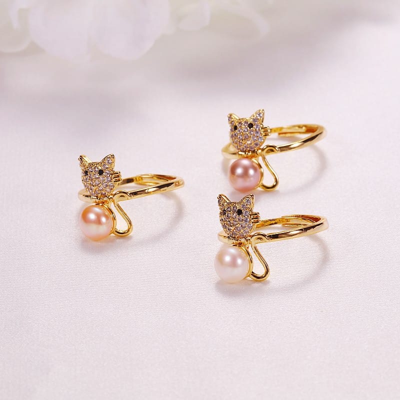 Pearl Jewelry Opening Adjustable Ring Real Gold Electroplated Micro-inlaid Zircon Freshwater Pearl Ring