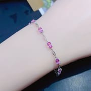 DIY Natural Pink Sapphire Bracelet Shake Tone Live Supply 925 Silver Papalacha Powder Sapphire Wholesale
