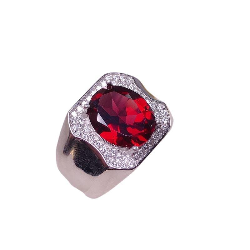 Manufacturers supply a large number of 925 silver fashion new garnet ring men's ring wholesale new every day on the new