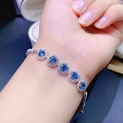 Natural London Blue Topaz Bracelet Small Fresh and Beautiful 925 Sterling Silver Live Delivery Store