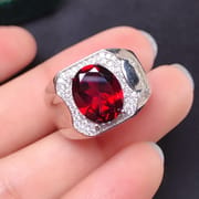 Manufacturers supply a large number of 925 silver fashion new garnet ring men's ring wholesale new every day on the new