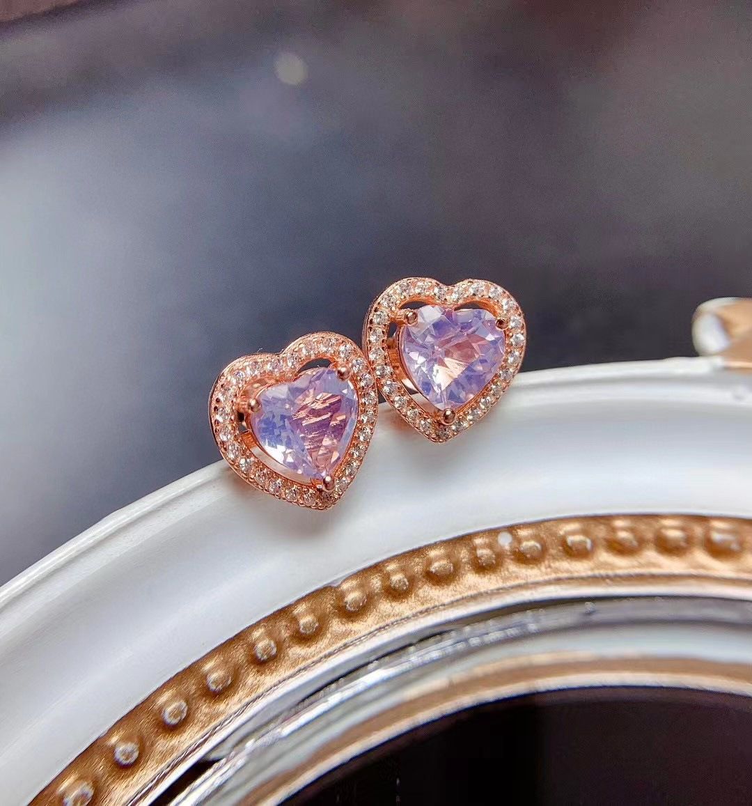 New lavender amethyst earrings 925 silver inlaid wholesale factory good work manufacturing ladies earrings