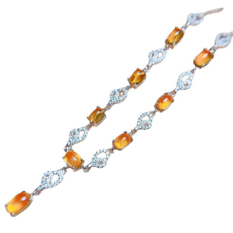New natural citrine necklace 5 * 7mm necklace dress evening necklace pendant 925 silver women's pendant live broadcast