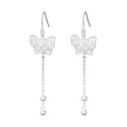 Po S999 Foot Silver Exquisite Butterfly Flower Tassel Earrings Women's Elegant Elegant Elegant Long Ear Hook Earrings for Hair