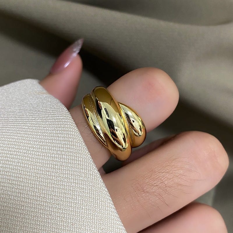 South Korea's Dongdaemun Heavy Industry to Create Multi-Layer Cloth Ring Women's ins Cold Wind Irregular Retro Index Finger Ring