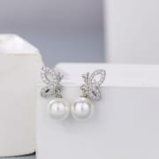 Natural Freshwater Pearl Earrings Personalized Hollow Butterfly Wings Bead Earrings Elegant Light Luxury Niche Earrings New Arrival Earrings