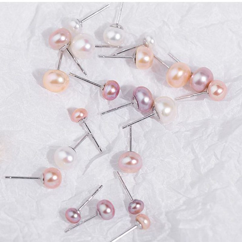Freshwater Pearl Earrings Daily Simple Exquisite Micro-inlaid Zircon Flower Earrings Women's S925 Silver Needle Anti-allergic Earrings