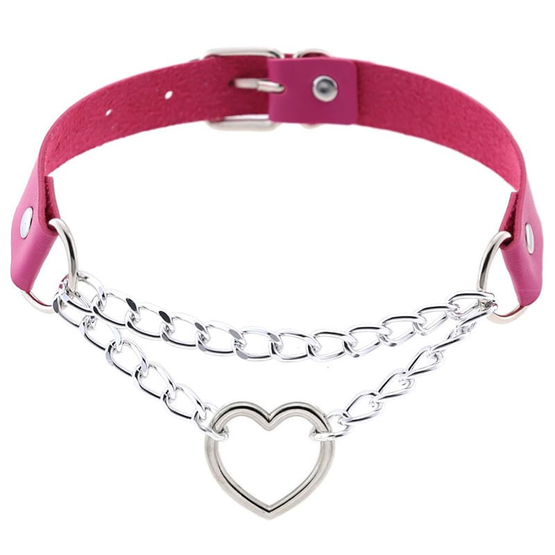 Cross-border Harajuku Heart-shaped Chain Collar Necklace Fashion Trend Leather Love Neck Chain Neck Chain Clavicle Chain
