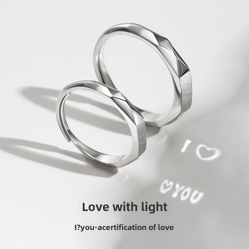 S925 Sterling Silver Projection Couple Ring Does Not Fallen Niche ins Wind Shake Simple Ring Men and Women in the Name of Light