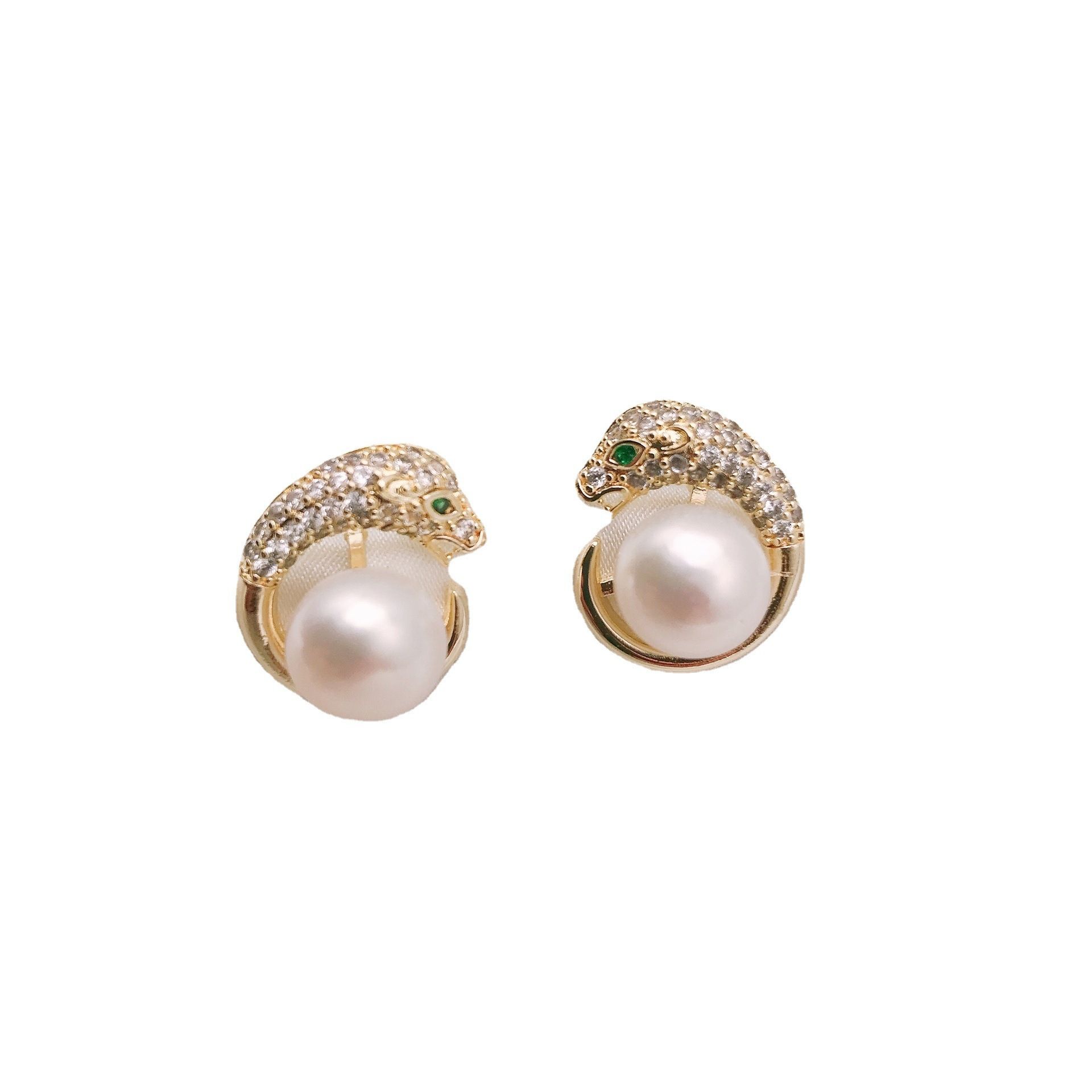 Natural Freshwater Pearl Earrings Leopard Animal Temperament Pearl Earrings All-match High-end Personality Niche Earrings Women