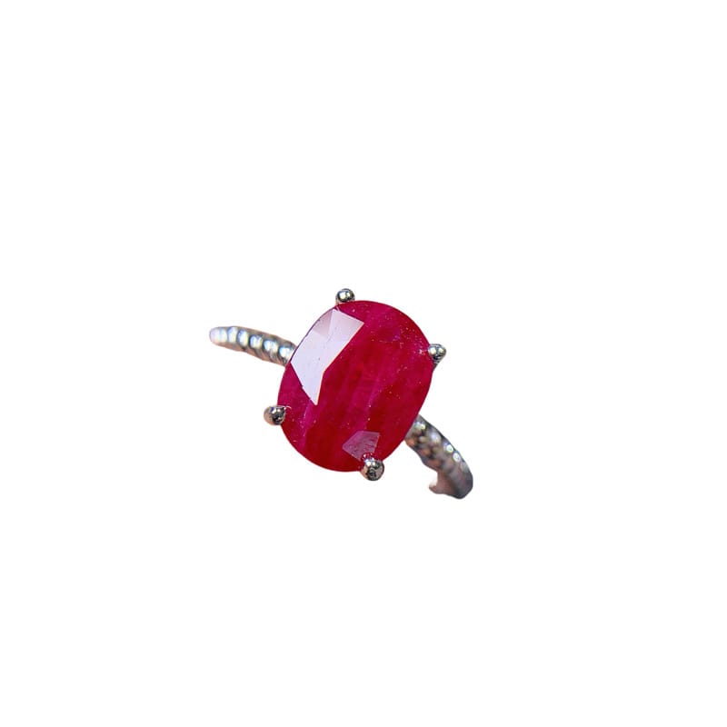 Simple natural old baked ruby 7*9mm ring live 925 silver fashion female ring trembles live
