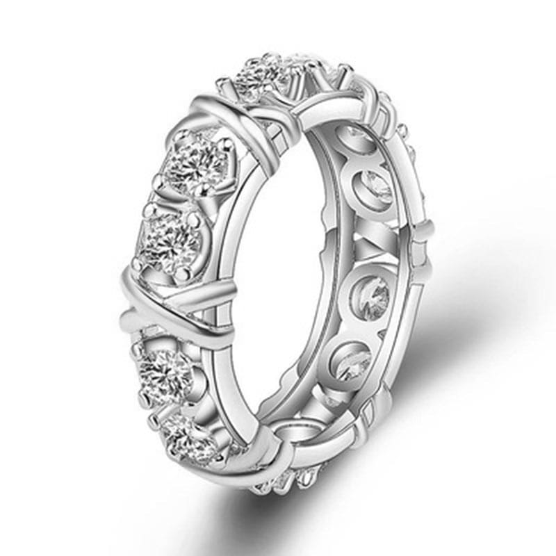 Cross-Border live broadcast net red new European and American two-color ring gold zircon inlay fashion temperament ring female manufacturers