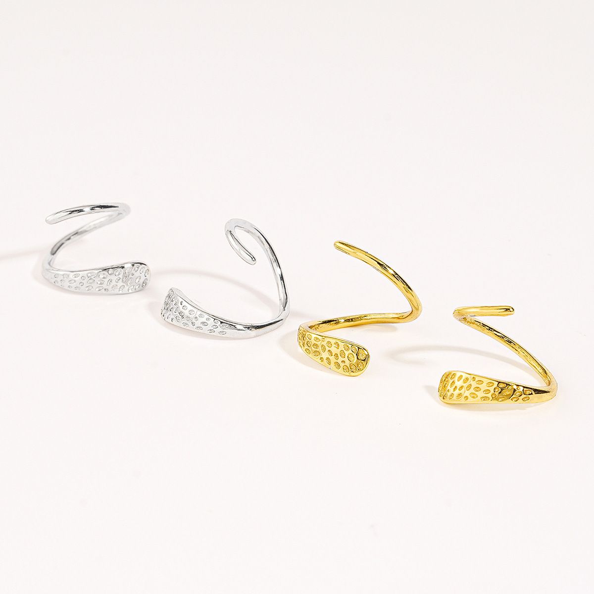 S925 sterling silver niche design double-layer line earrings female temperament concave-convex granular ear ring simple