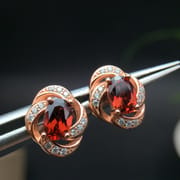 Garnet earrings wholesale 925 silver inlay shopping mall jewelry store pick up special