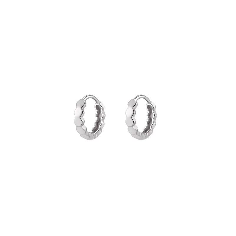 S925 Sterling Silver Simple Glow Polygonal Facet Korean Style commuter Style Elegant Personalized Small Ear Ring Ear Buckle