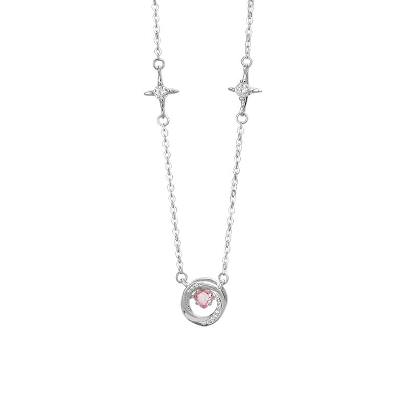 Po S999 Silver Love Ring Necklace Women's Advanced Sense Smart Fresh Temperament All-match Clavicle Chain for Hair