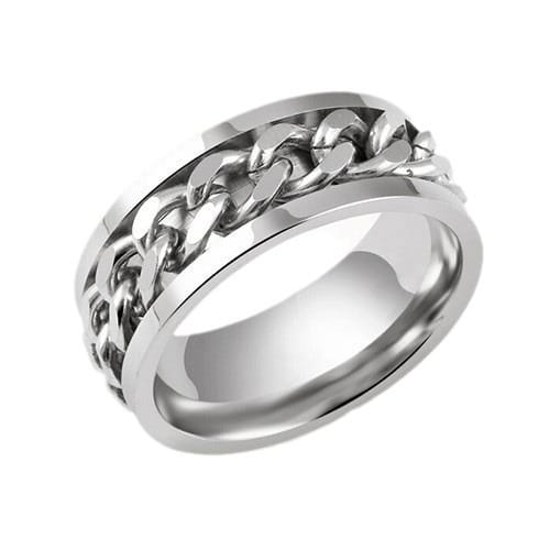 Cross-border Stainless Steel Jewelry Pressure Pattern Rotatable Chain Open Wine Bottle Titanium Steel Ring Men's Open Bottle Ring
