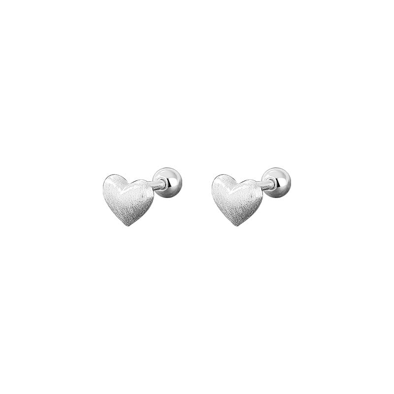 Po S999 Foot Silver Cold Wind Wire-drawing Love Screw Earrings Female Personality Commuter Student Gift Earrings