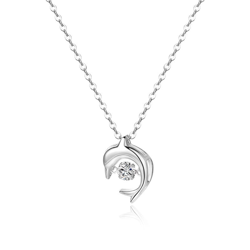 Po Summer Necklace Women's Sterling Silver 999 Dolphin Jewelry Temperament Clavicle Chain Design Sense Niche Tanabata for Girlfriend