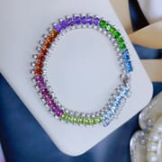 Duobao bracelet natural olivine Garnet diopside yellow crystal amethyst Topaz 925 silver wholesale