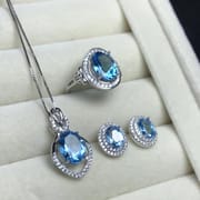 Small fresh style 925 silver natural topaz set wholesale in-kind photo