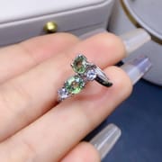 Jewelry live supply S925 Silver Women's earrings natural green sapphire earrings 5 * 5mm