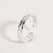 Europe and America Cross-border S925 Sterling Silver Diamond Plaid Ring for Women's Niche Design Advanced Sense Stacked Open Ring