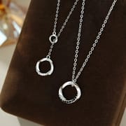Original Po S999 Foot Silver Mobius Ring Necklace Lovers Elegant Valentine's Day Clavicle Chain