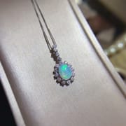 Natural 6*8mm Opal Pendant 925 Silver Plated Platinum Fire Color Flash Fashion Personality Color Treasure Wholesale {Not Included