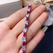 Laochu ruby bracelet 4 * 5mm 925 silver inlaid style beautiful ladies live supply
