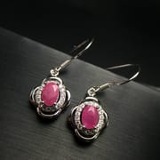 Natural ruby earrings 925 sterling silver inlaid four-leaf clover earrings wholesale
