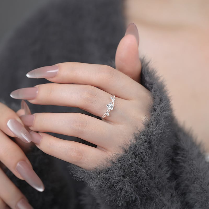 Po S999 Foot Silver Wrap Flower Ring Sweet Simple Personality Design Sense Fresh and Exquisite Handmade Hair