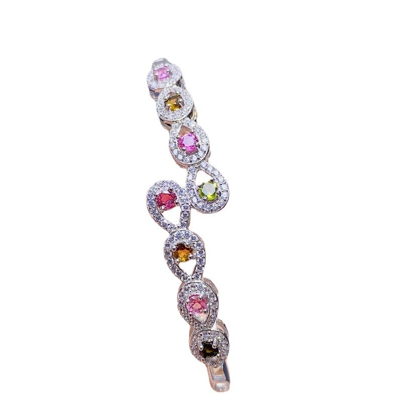 Fashion new on the new natural color tourmaline bracelet 925 silver inlaid 3*3mm ladies Bracelet girls gift