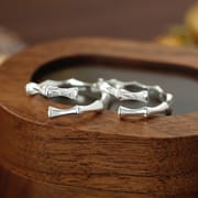 Original Po S999 Foot Silver New Chinese Style Bamboo Accompanied by Couple's Artistic National Style Retro Ring