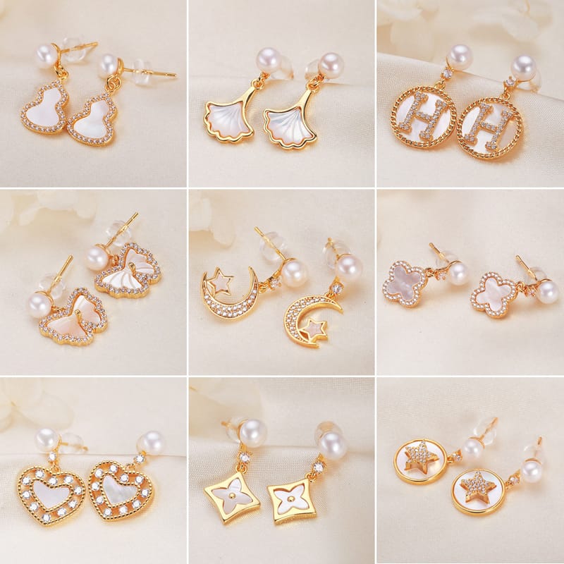 Freshwater Pearl Earrings s925 Silver Needle Fritillaria Earrings Advanced Sense to Send Girlfriends