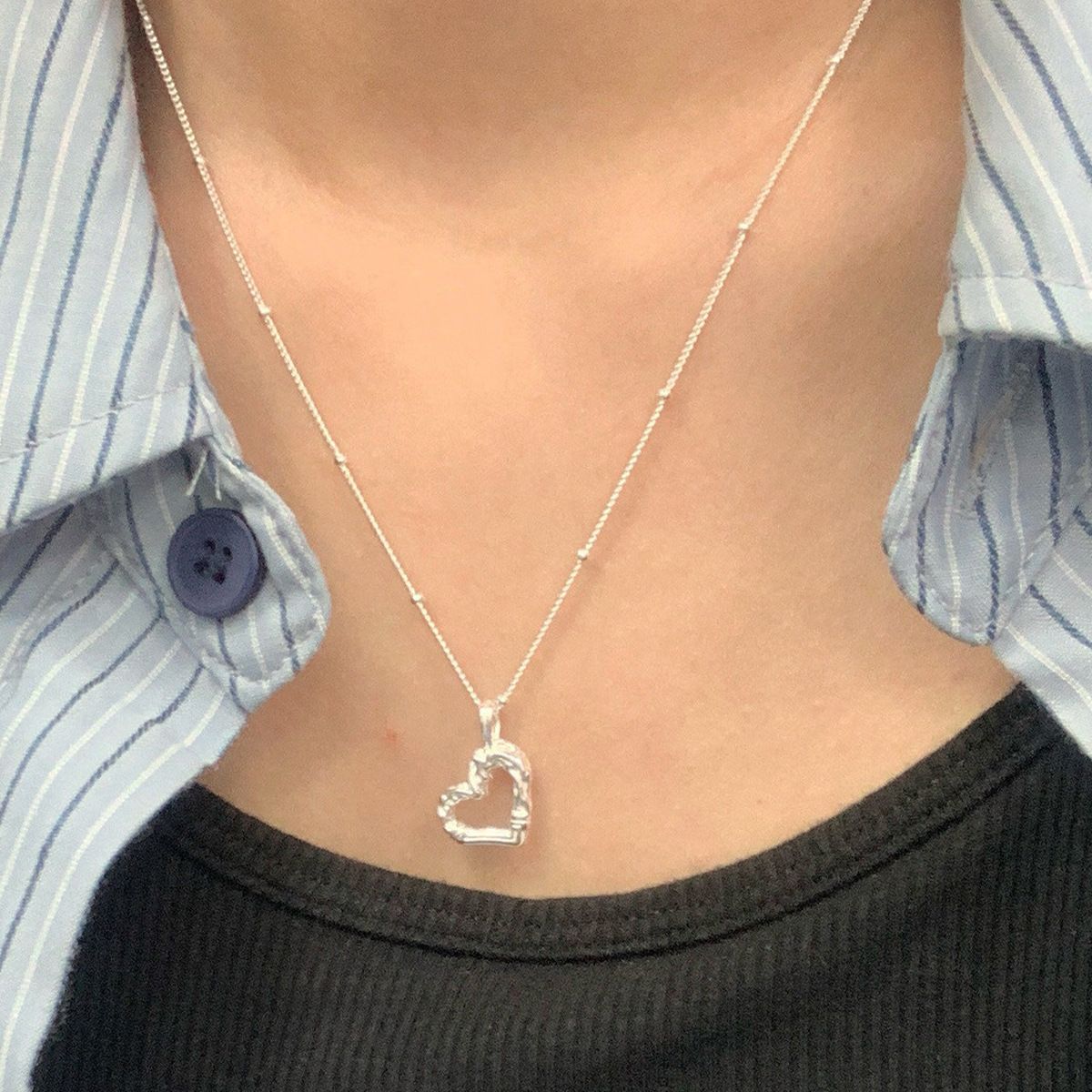 S925 sterling silver personalized vine love necklace female texture irregular heart-shaped clavicle chain tide