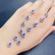 Fresh fashion natural rose stone evening necklace 925 silver inlaid rose stone women's clavicle necklace wholesale