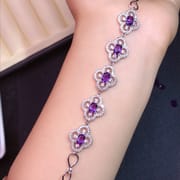 Simple bracelet 925 silver inlaid amethyst bracelet wholesale colorful treasure silver jewelry one-piece delivery girlfriend gift