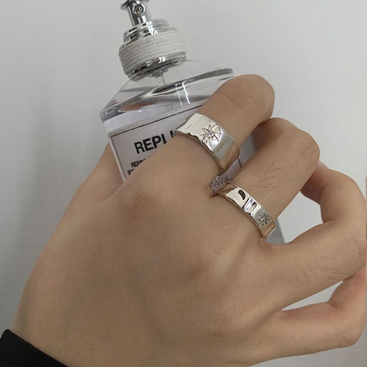 Cross-border Fashion S925 Sterling Silver Star Ring for Men and Women Can Wear Heavy Industry Irregular Design Ring