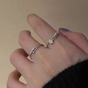 S925 sterling silver with zircon star fashion design open ring for women 