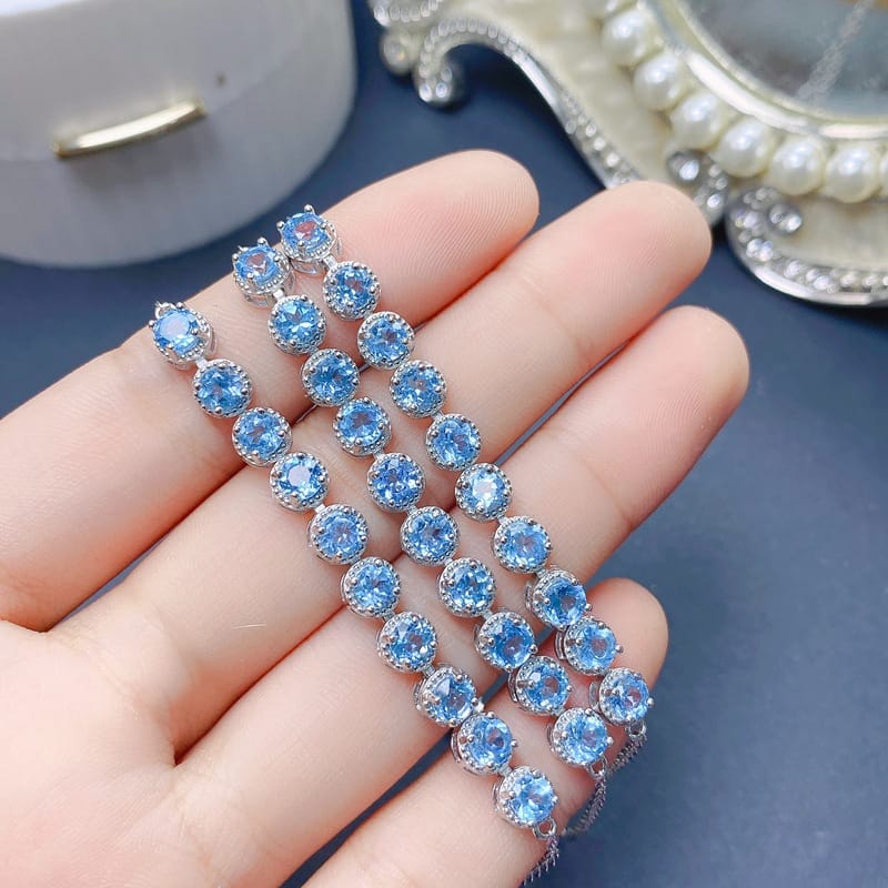 Natural Topaz bracelet 5 * 5mm women's bracelet 925 silver inlaid lantopa beautiful colorful treasure wholesale