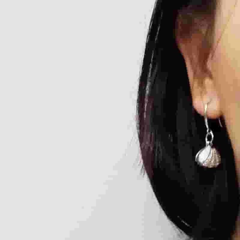 Natural Freshwater Pearl Earrings Opening and Capping Shell Set Zircon Pearl Earrings High Feeling Elegant Ear Hook s925 Silver Hook
