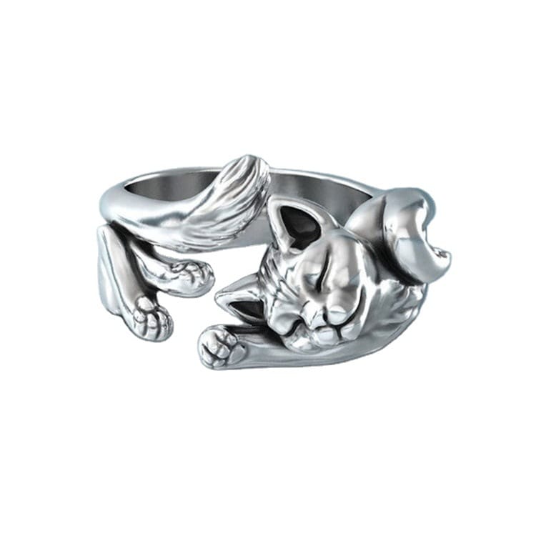 Cross-border new kitten opening ring wish supply lazy cat ring fashion ladies jewelry wholesale
