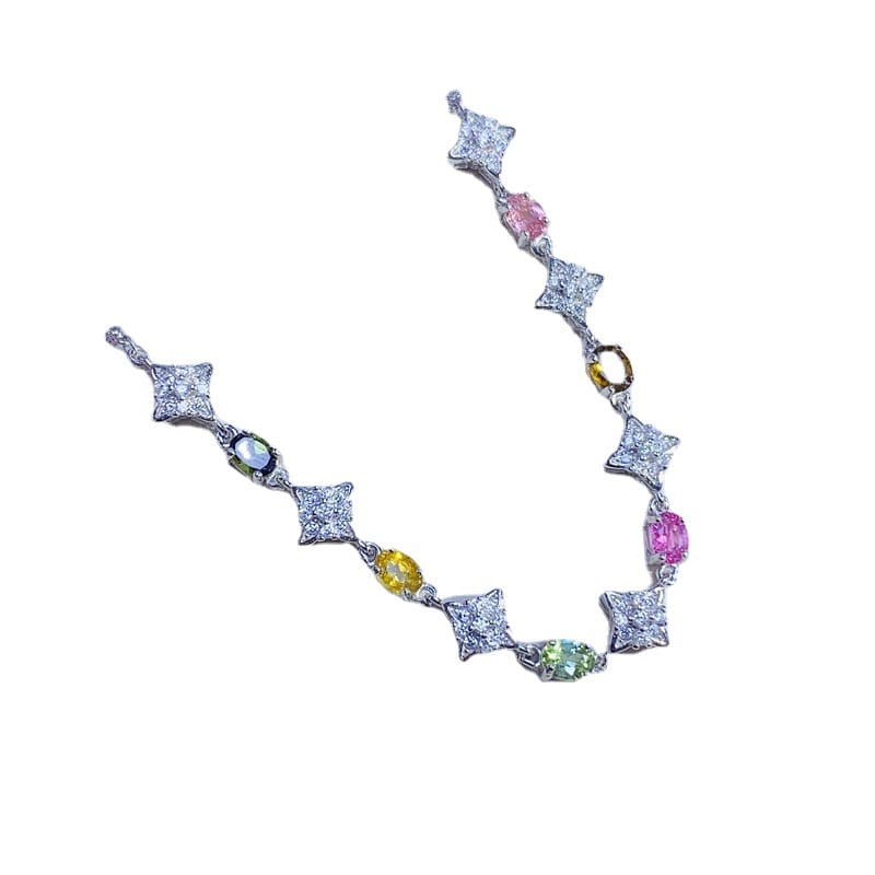 Simple fashion new natural tourmaline 3 * 4mm women's bracelet 925 silver color treasure wholesale gift for girlfriend