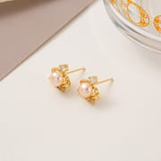 Crown zircon freshwater pearl earrings Korean feminine light luxury niche high-end earrings earrings source manufacturers